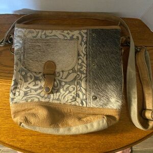 Myra Bag western style flap pocket cowhide leather shoulder bag